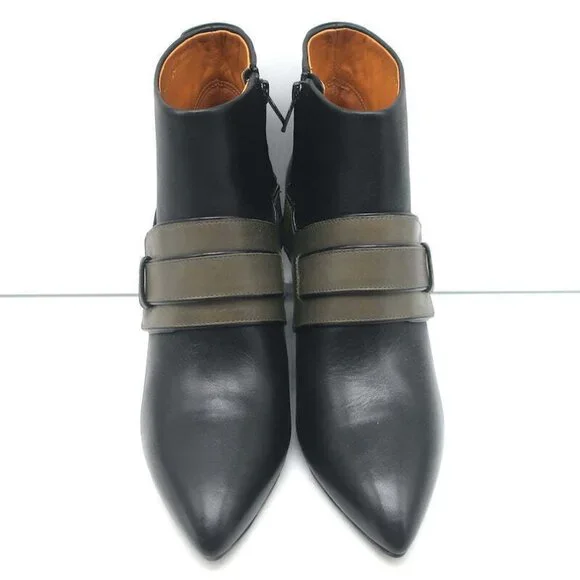 Balenciaga Wedge Booties Black Gray Leather Size Pointed